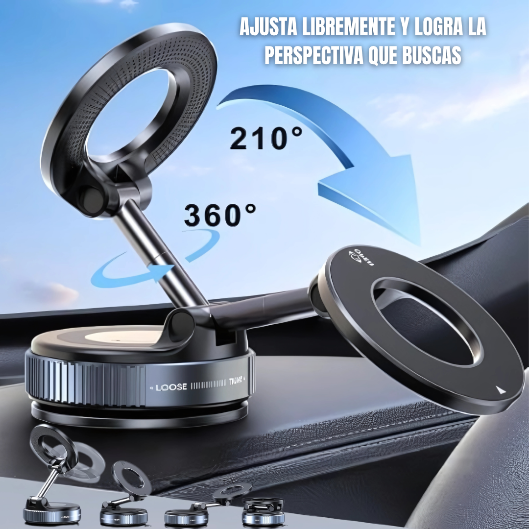 SOPORTE MAGNÉTICO 360° PARA MÓVIL. Succión ultrafuerte. Fijación firme y segura en segundos! Ideal para el coche, hogar y oficina!