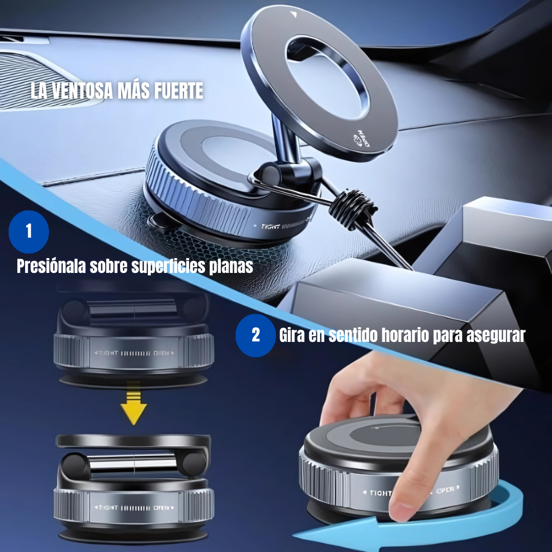 SOPORTE MAGNÉTICO 360° PARA MÓVIL. Succión ultrafuerte. Fijación firme y segura en segundos! Ideal para el coche, hogar y oficina!