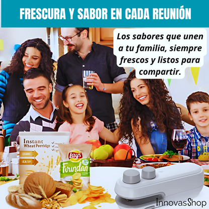 MINI SELLADOR DE BOLSAS 2 EN 1. Recargable, sella térmicamente y corta en segundos. Conserva tus alimentos por más tiempo!!!
