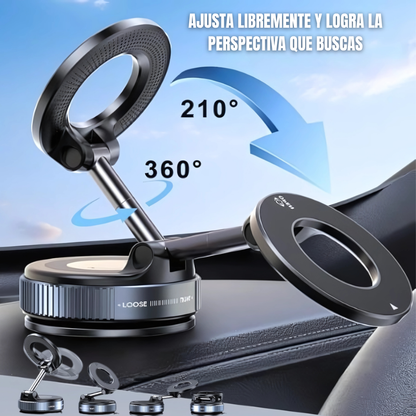 SOPORTE MAGNÉTICO 360° PARA MÓVIL. Succión ultrafuerte. Fijación firme y segura en segundos! Ideal para el coche, hogar y oficina!